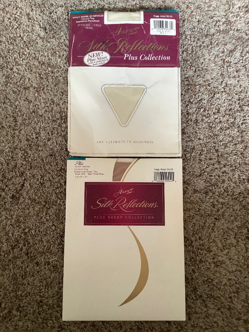 2 Pairs HANES Silk Reflections Control Top PANTYHOSE Size 3 PLUS Nylons NEW